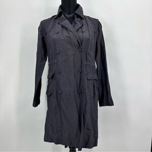 Eileen Fisher Gray Crinkled Metallic Cotton Casual Jacket Coat Dark Gray Size S